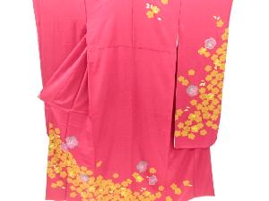 リサイクル　金彩桜模様振袖・袋帯・帯締めセット